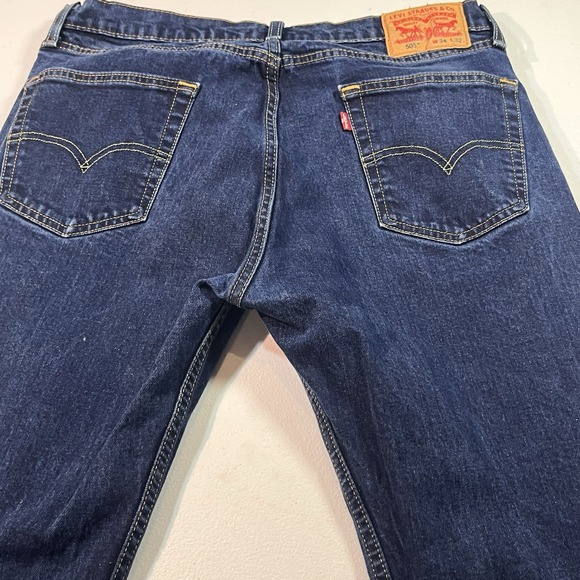 Levi's 505 Jeans Mens Size 34x32 Blue Regular Straight Rigid Denim Pants EUC - Picture 5 of 7
